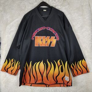 Vintage 90s Kiss Psycho Circus 1998 Hockey Jersey Flames Fits Mens OSFM
